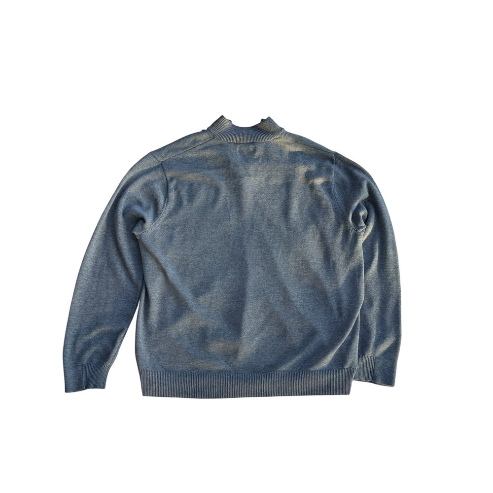 Chaps Mens XL Heather Grey Quarter Zip Pullover Sweater‎ Cotton Blend Logo Knit - Picture 3 of 7